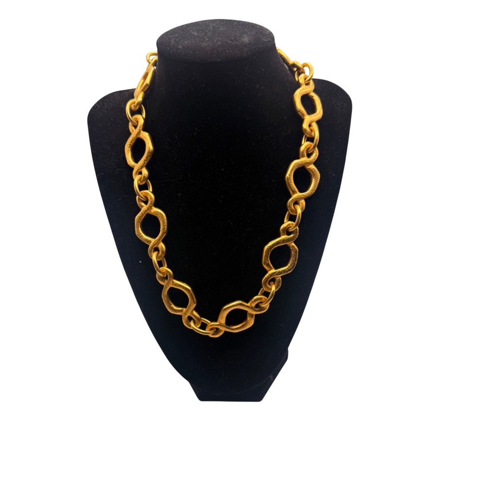 Karl Lagerfeld Vintage Gold Tone Textured Chunky Infinity Link Necklace